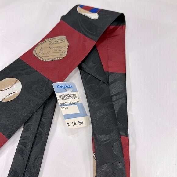 A. Rogers Designs - Red & Black Baseball Themed Mens Necktie ⭐️ NWT - Picture 2 of 7